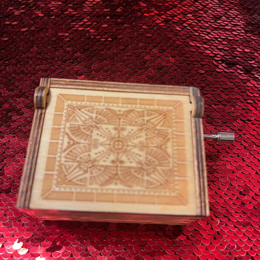 The Legend of Zelda Wooden Musical Box with Intricate Carved Lid - Natural Wood